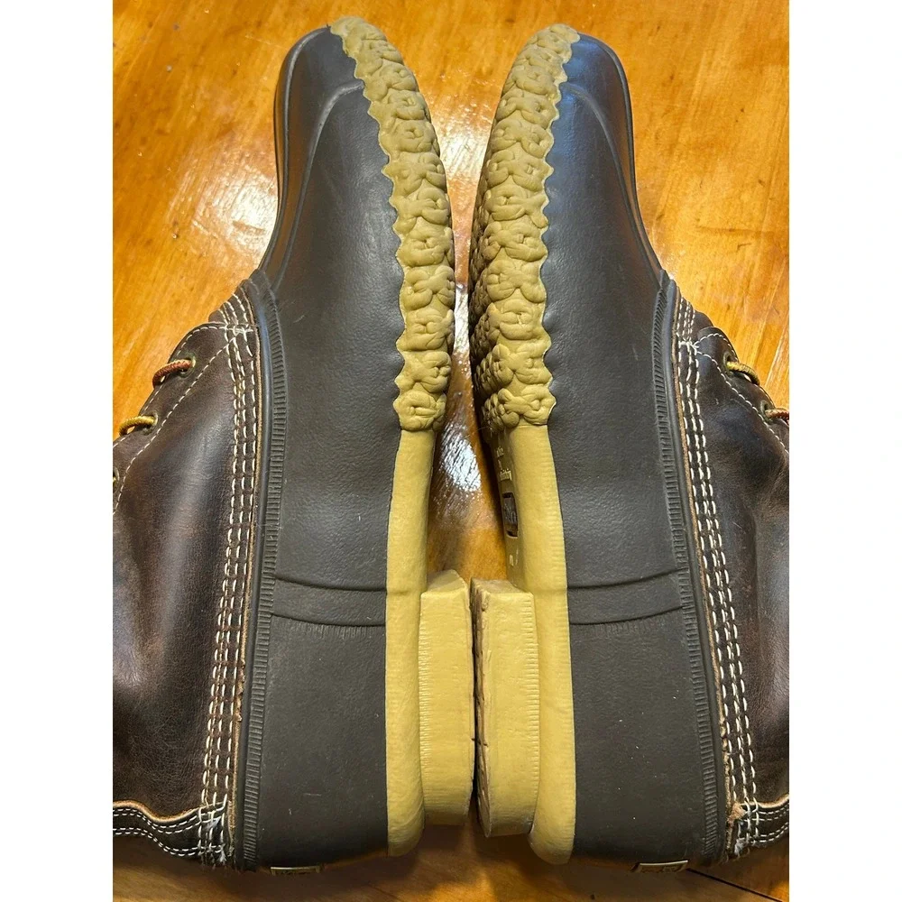 LL Bean Mens 8 Duck Boots Brown Leather Flannel Lined Gorpcore, New England Prep